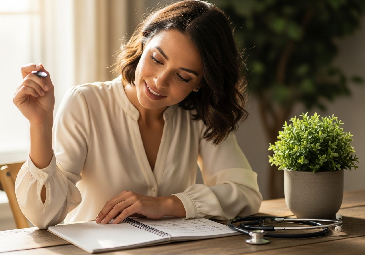 A clinician at her desk